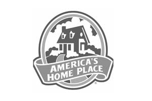 A black and white logo of america 's home place.