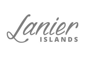A logo of lanier island with the name