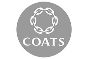 Coats logo in a circle with the word " coats ".