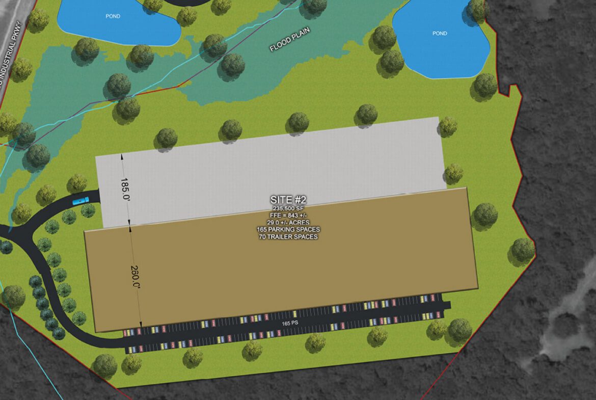 A 3 d map of the park shows a large area with trees.