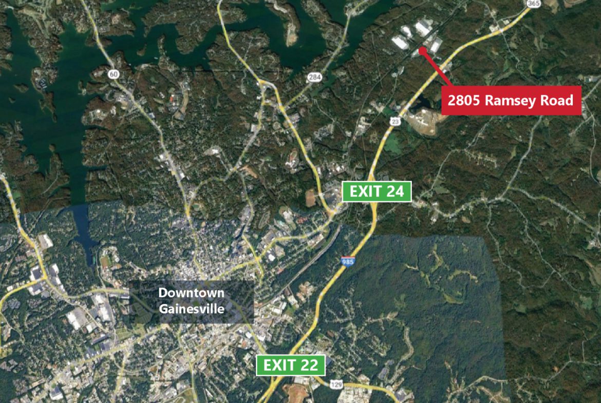 A map of the exit 2 4 and 2 8 roads.